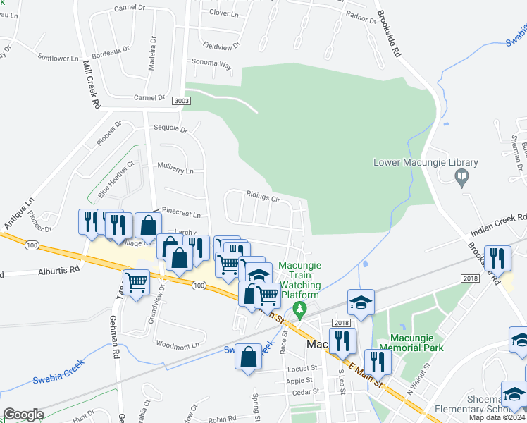 map of restaurants, bars, coffee shops, grocery stores, and more near 311 Windsor Place in Macungie