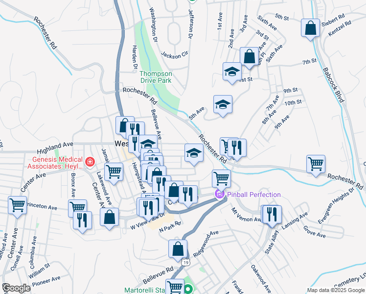 map of restaurants, bars, coffee shops, grocery stores, and more near 270 Westfield Avenue in Pittsburgh
