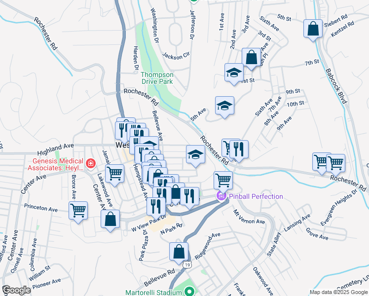 map of restaurants, bars, coffee shops, grocery stores, and more near 270 Westfield Avenue in Pittsburgh
