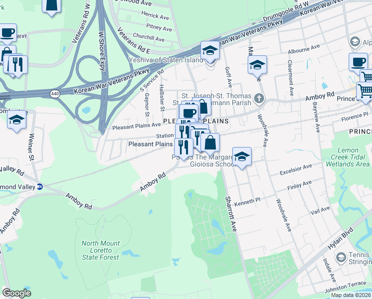 map of restaurants, bars, coffee shops, grocery stores, and more near in Staten Island