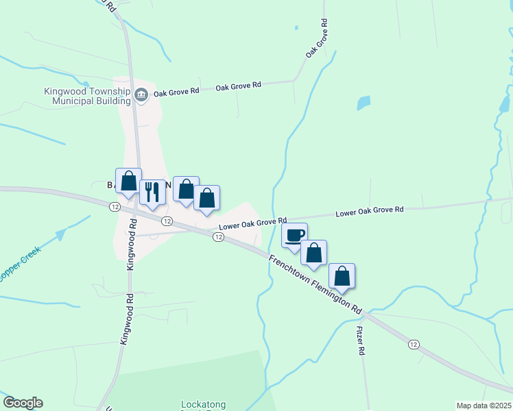 map of restaurants, bars, coffee shops, grocery stores, and more near 15 Lower Oak Grove Road in Frenchtown