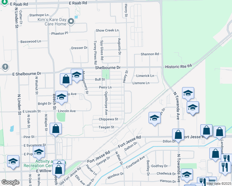map of restaurants, bars, coffee shops, grocery stores, and more near 1106 Drayton Street in Normal