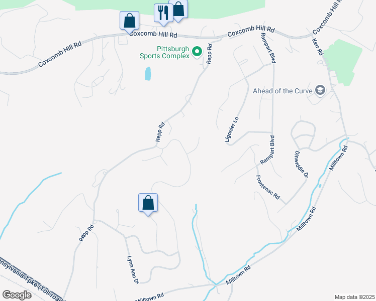 map of restaurants, bars, coffee shops, grocery stores, and more near 815 Emerald Drive in New Kensington