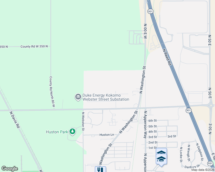 map of restaurants, bars, coffee shops, grocery stores, and more near 316 300 North in Kokomo