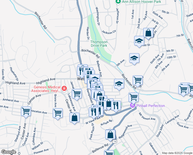 map of restaurants, bars, coffee shops, grocery stores, and more near 158 Highland Avenue in Pittsburgh