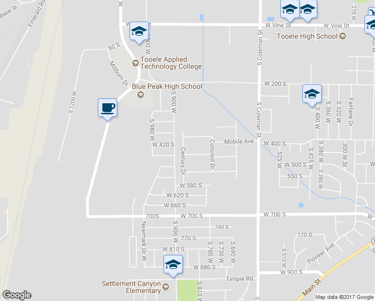 map of restaurants, bars, coffee shops, grocery stores, and more near 804 Fleetwood Drive in Tooele