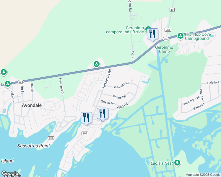 map of restaurants, bars, coffee shops, grocery stores, and more near 9045 Princess Road in Lakeview