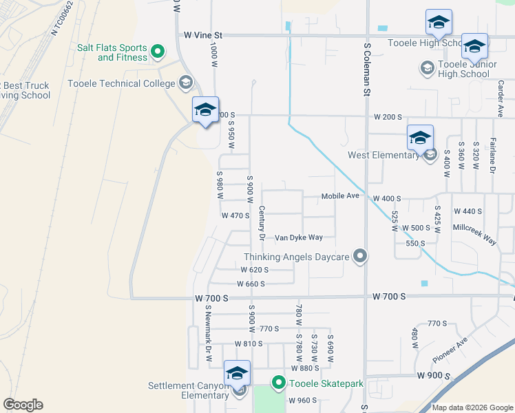 map of restaurants, bars, coffee shops, grocery stores, and more near 432 South 900 West in Tooele