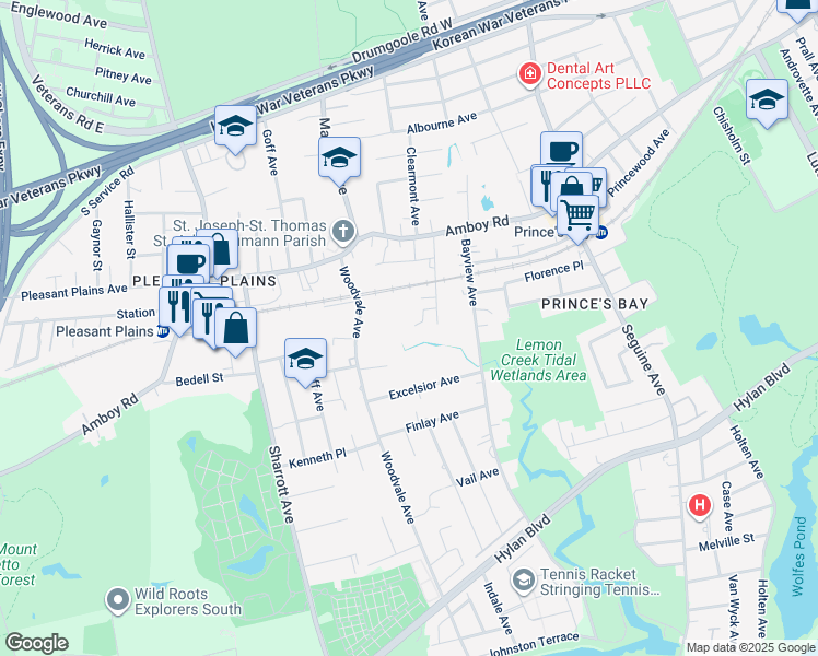map of restaurants, bars, coffee shops, grocery stores, and more near 54A Hastings Court in Staten Island