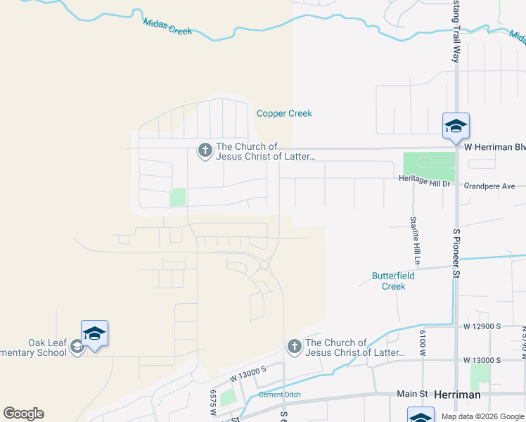 map of restaurants, bars, coffee shops, grocery stores, and more near 12582 Raindrop Circle in Herriman
