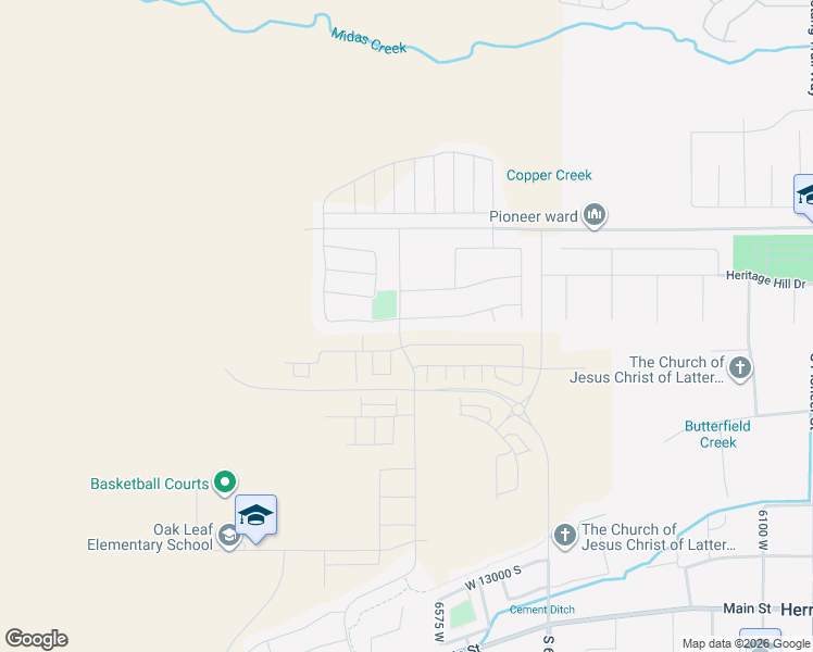 map of restaurants, bars, coffee shops, grocery stores, and more near 6633 Indigo Drive in Herriman