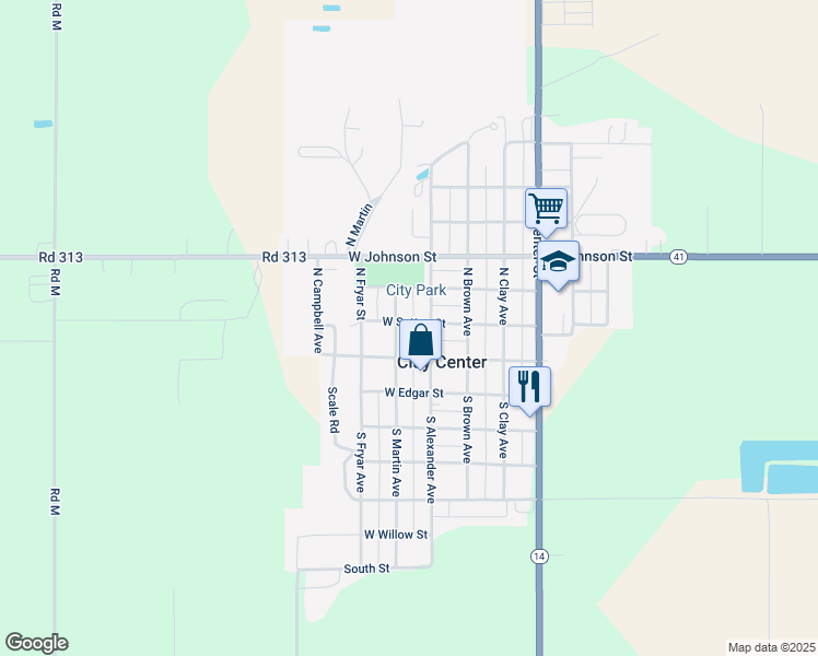 map of restaurants, bars, coffee shops, grocery stores, and more near 215 West Sutton Street in Clay Center