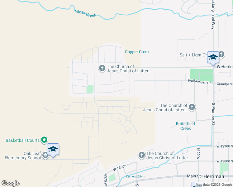 map of restaurants, bars, coffee shops, grocery stores, and more near 6541 Indigo Drive in Herriman