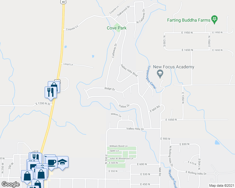 map of restaurants, bars, coffee shops, grocery stores, and more near 690 Ridge Drive in Heber City