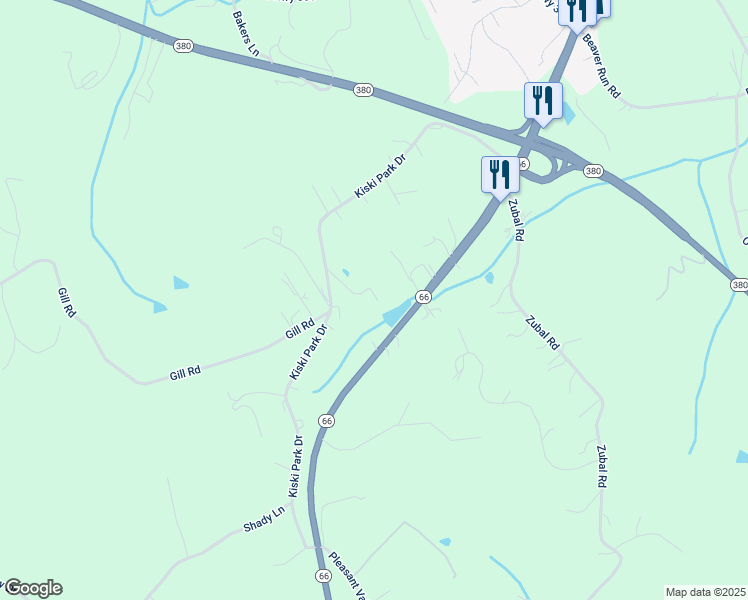 map of restaurants, bars, coffee shops, grocery stores, and more near 763 Kiski Park Drive in Apollo