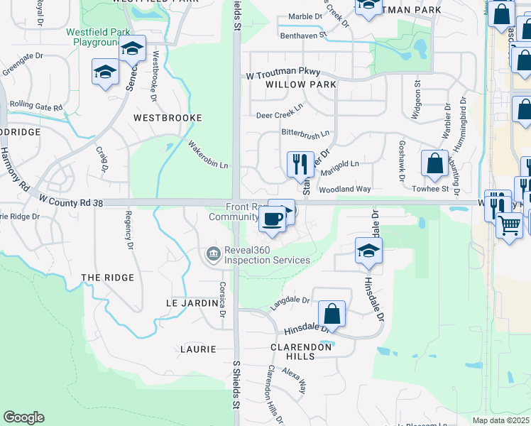 map of restaurants, bars, coffee shops, grocery stores, and more near 801-1099 West County Road 38 in Fort Collins