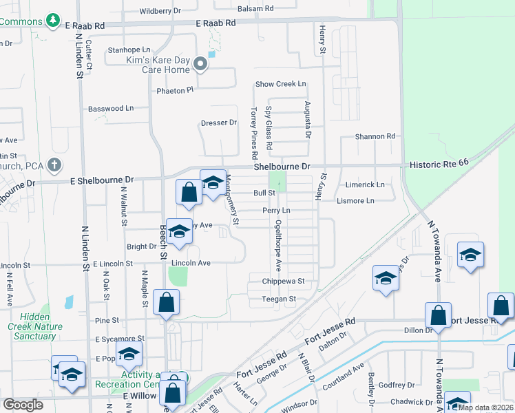 map of restaurants, bars, coffee shops, grocery stores, and more near 914 Drayton Street in Normal