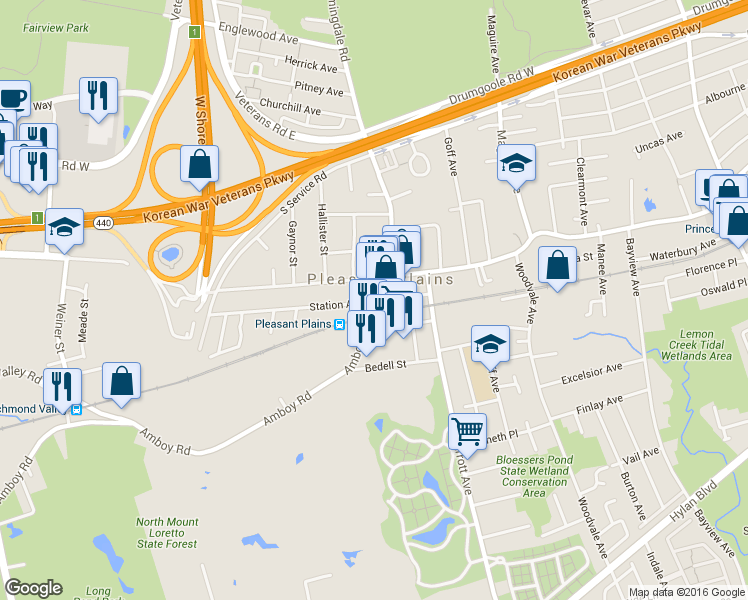 map of restaurants, bars, coffee shops, grocery stores, and more near in Staten Island