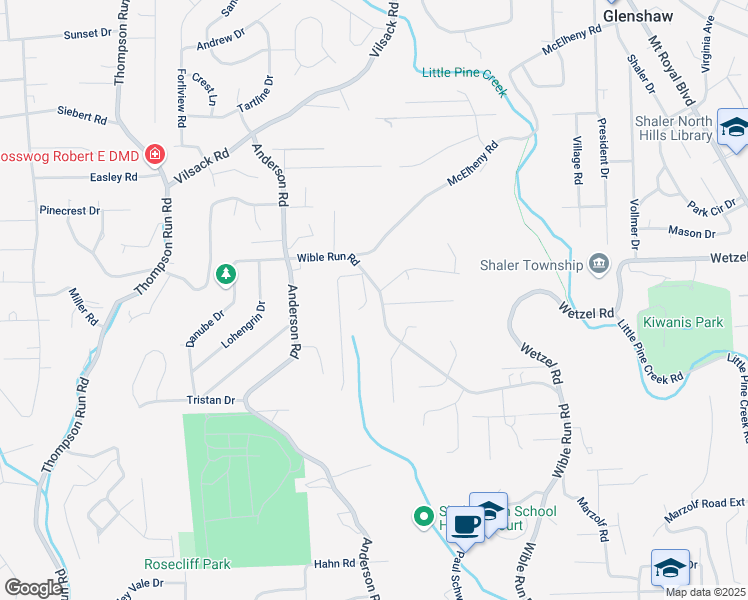 map of restaurants, bars, coffee shops, grocery stores, and more near 925 Ada Drive in Pittsburgh