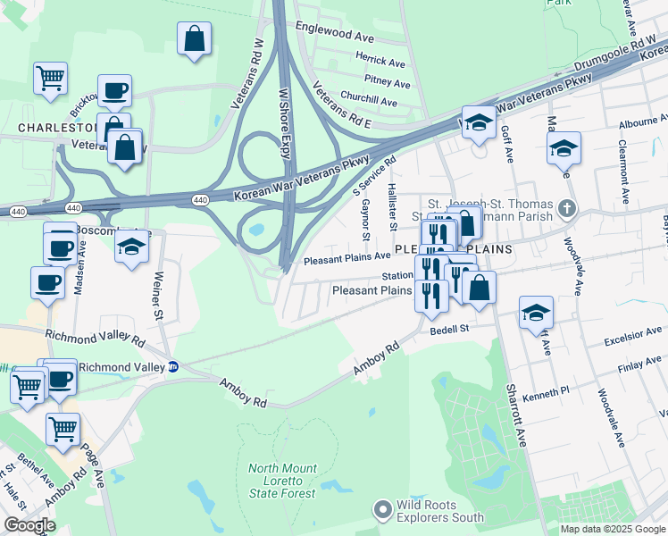 map of restaurants, bars, coffee shops, grocery stores, and more near 7 Stalie Court in Staten Island
