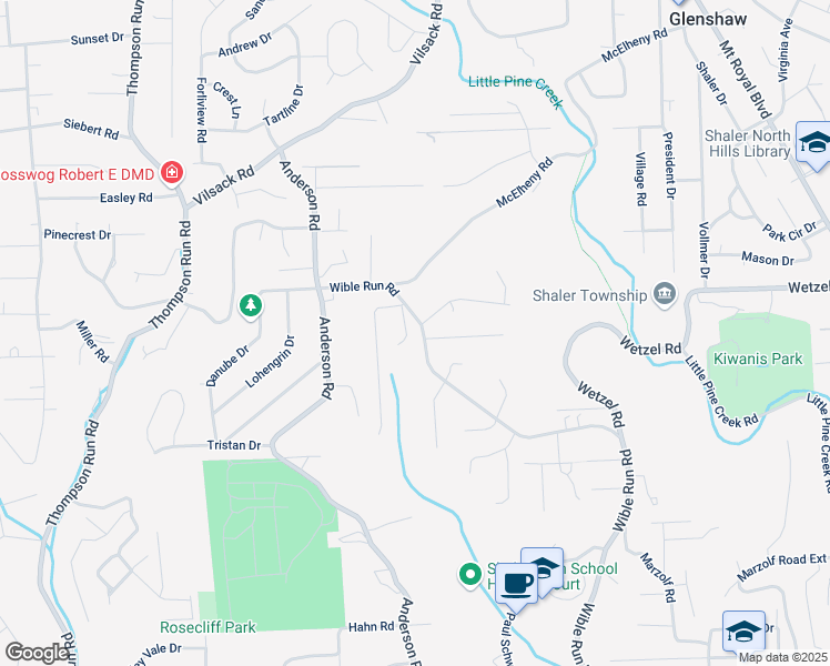 map of restaurants, bars, coffee shops, grocery stores, and more near 925 Ada Drive in Pittsburgh