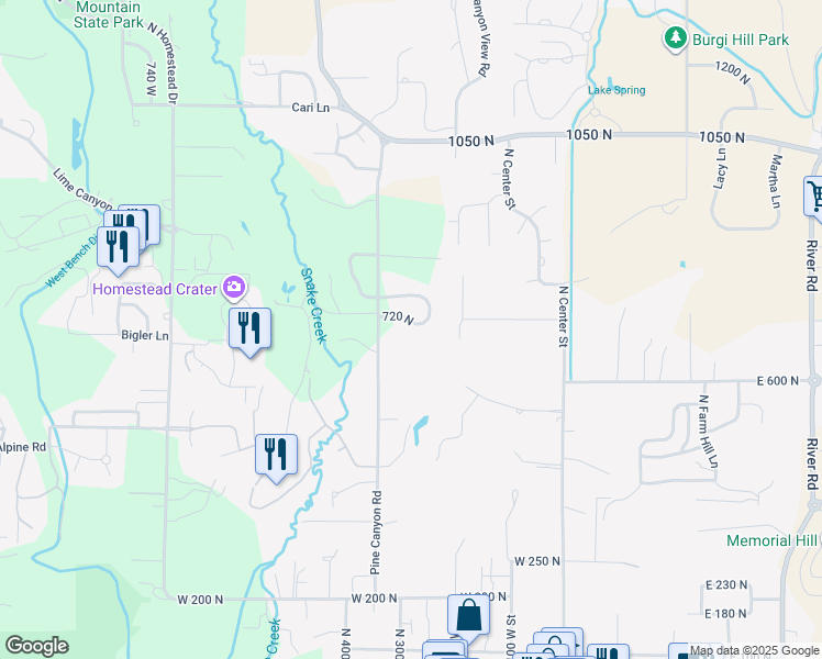 map of restaurants, bars, coffee shops, grocery stores, and more near 285 West Burnts Field Road in Midway