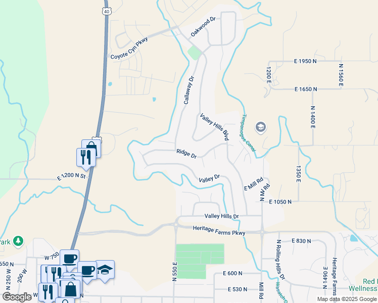 map of restaurants, bars, coffee shops, grocery stores, and more near 660 Lakeview Drive in Heber City
