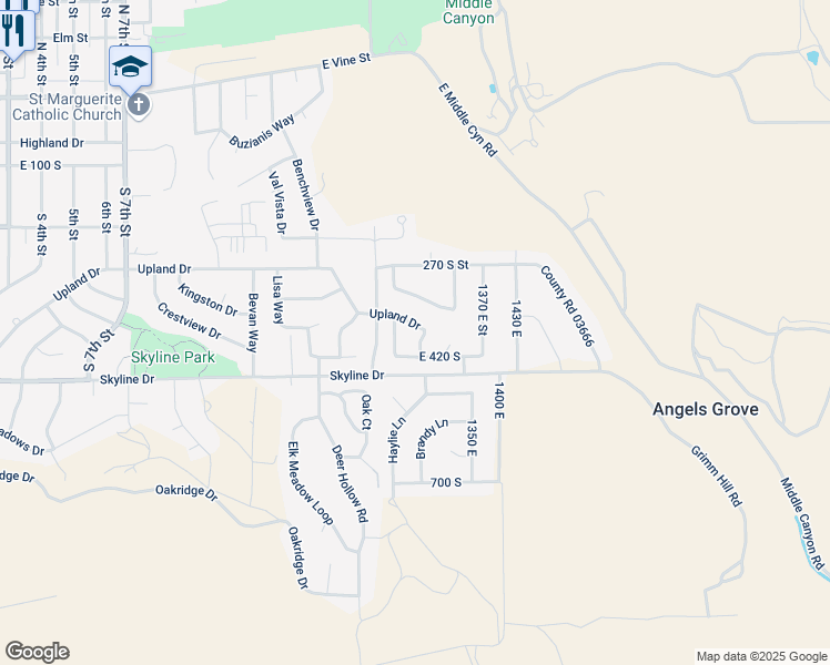 map of restaurants, bars, coffee shops, grocery stores, and more near 1261 Upland Drive in Tooele