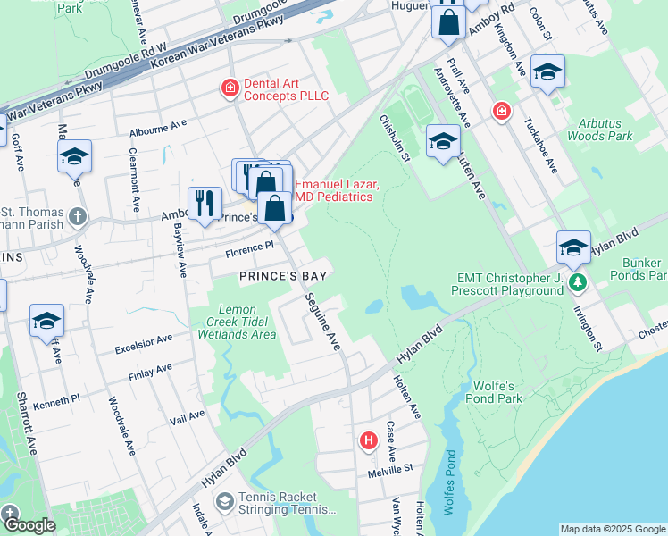 map of restaurants, bars, coffee shops, grocery stores, and more near 100 Holton Avenue in Staten Island