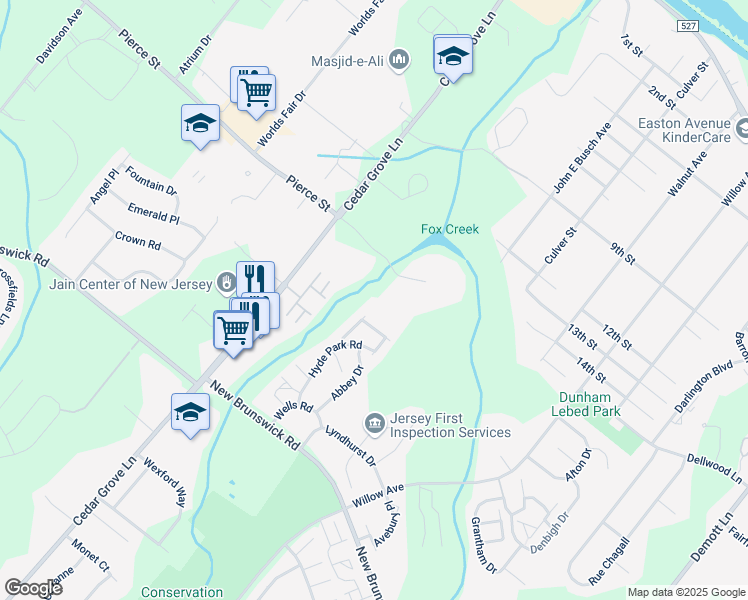 map of restaurants, bars, coffee shops, grocery stores, and more near 45 Freemont Court in Franklin Township