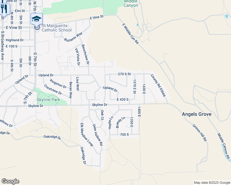 map of restaurants, bars, coffee shops, grocery stores, and more near 1256 Upland Drive in Tooele