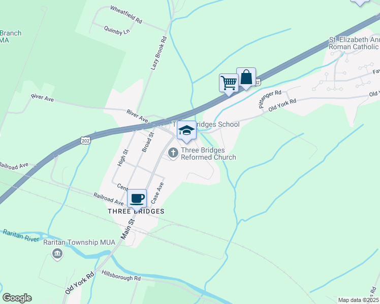 map of restaurants, bars, coffee shops, grocery stores, and more near 480 Main Street in Readington Township