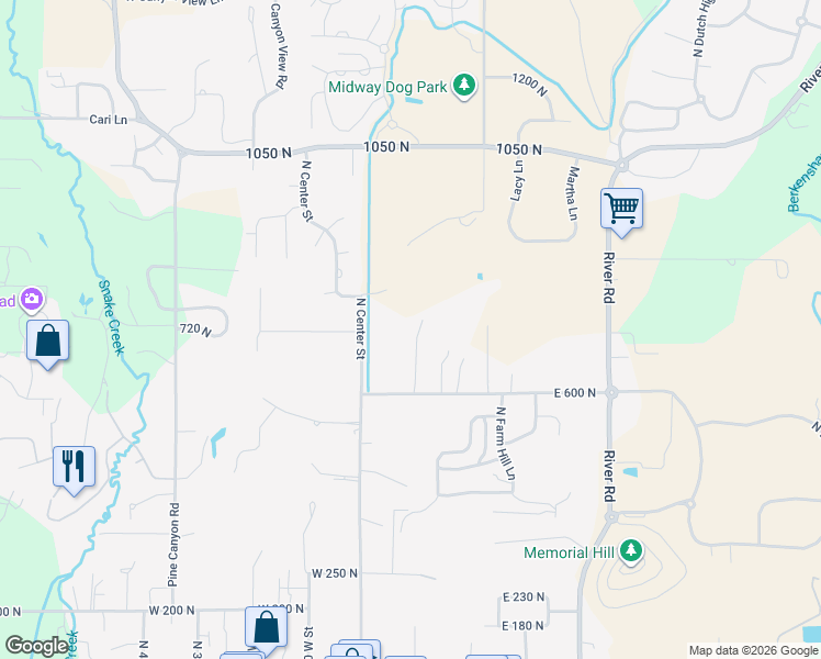 map of restaurants, bars, coffee shops, grocery stores, and more near 715 Sunflower Lane in Midway