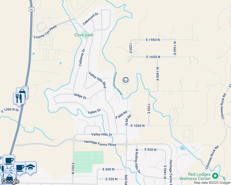 map of restaurants, bars, coffee shops, grocery stores, and more near 1674 South Cottonwood Circle in Heber City