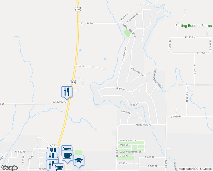 map of restaurants, bars, coffee shops, grocery stores, and more near 477 Ridge Drive in Heber City