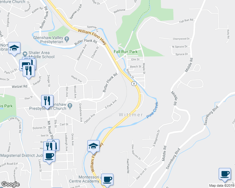 map of restaurants, bars, coffee shops, grocery stores, and more near 534 Clifton Avenue in Glenshaw