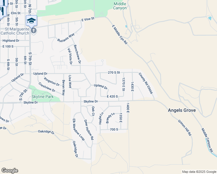 map of restaurants, bars, coffee shops, grocery stores, and more near 1261 Upland Drive in Tooele