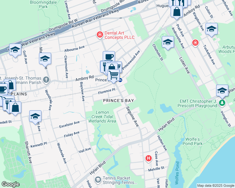 map of restaurants, bars, coffee shops, grocery stores, and more near 7 Oswald Place in Staten Island