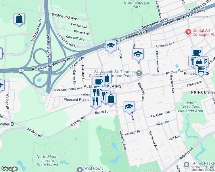 map of restaurants, bars, coffee shops, grocery stores, and more near in Staten Island
