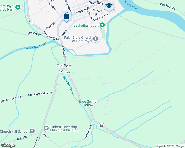 map of restaurants, bars, coffee shops, grocery stores, and more near 187 Royal View Drive in Port Royal