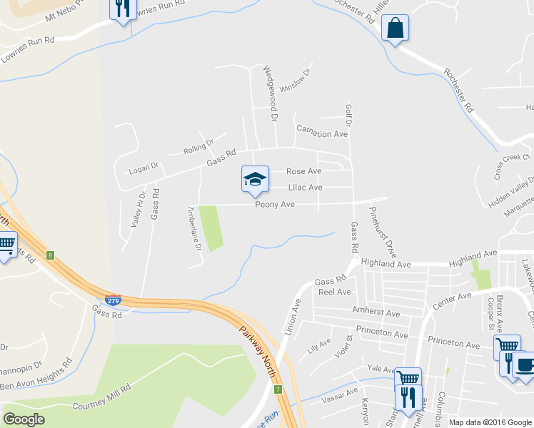 map of restaurants, bars, coffee shops, grocery stores, and more near 143 Peony Avenue in Pittsburgh