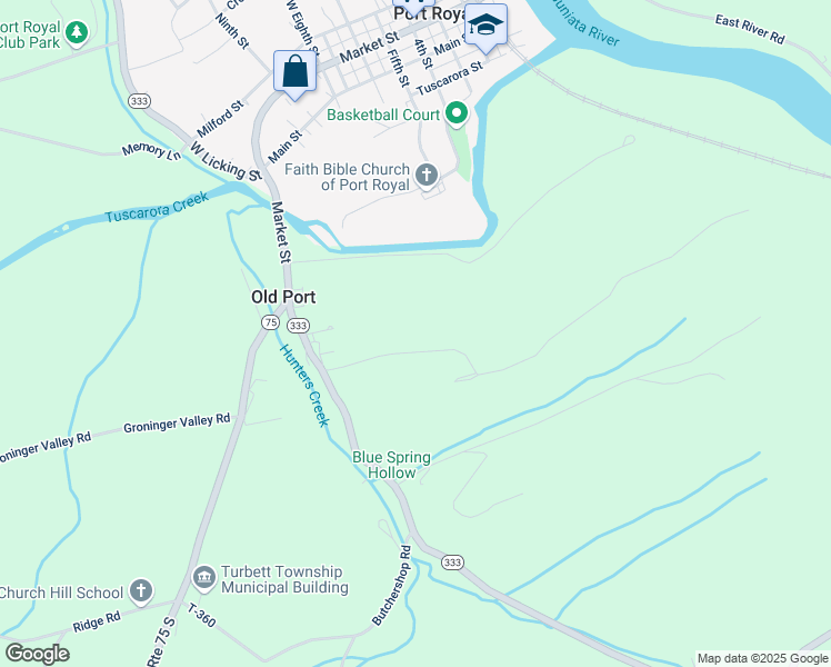 map of restaurants, bars, coffee shops, grocery stores, and more near 187 Royal View Drive in Port Royal