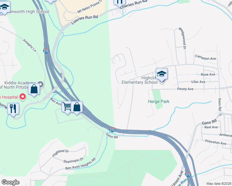 map of restaurants, bars, coffee shops, grocery stores, and more near 113 Snowden Drive in Pittsburgh
