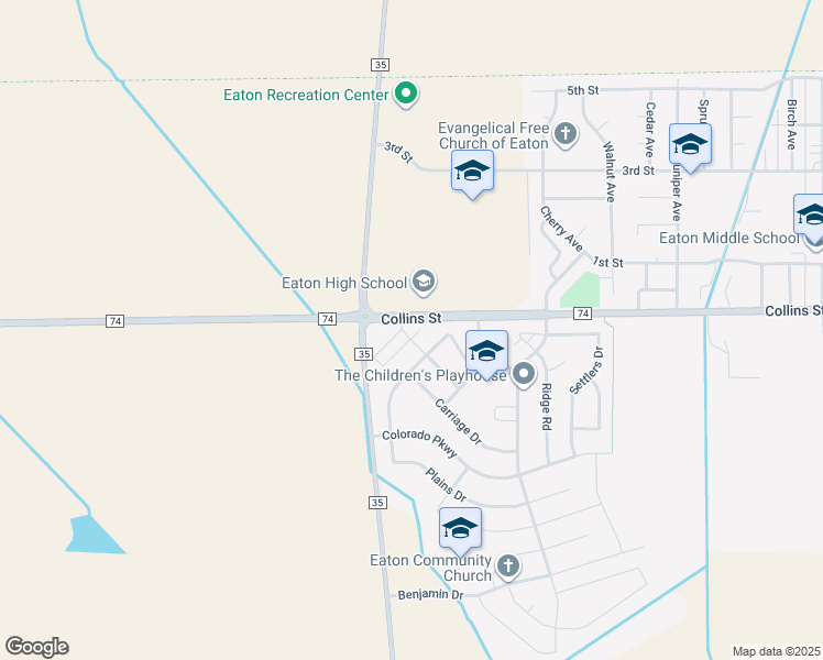 map of restaurants, bars, coffee shops, grocery stores, and more near 1689 Westward Place in Eaton