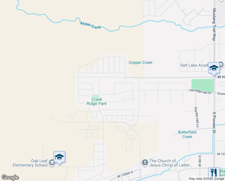map of restaurants, bars, coffee shops, grocery stores, and more near 6536 Timberbrook Road in Herriman