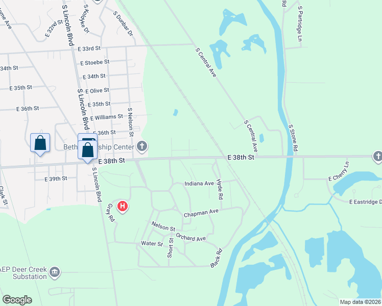map of restaurants, bars, coffee shops, grocery stores, and more near 1907 East 38th Street in Marion