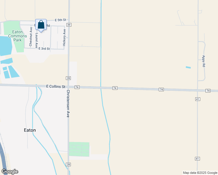 map of restaurants, bars, coffee shops, grocery stores, and more near 19313 County Road 74 in Eaton