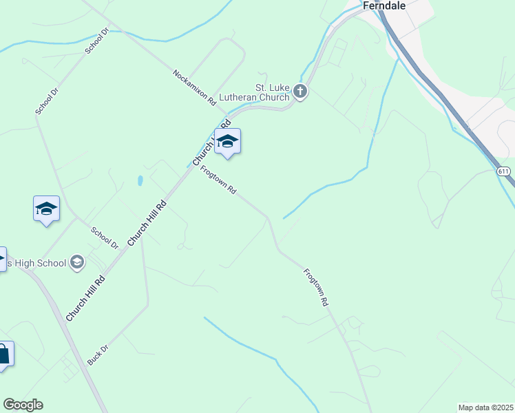 map of restaurants, bars, coffee shops, grocery stores, and more near 401 Frogtown Road in Kintnersville