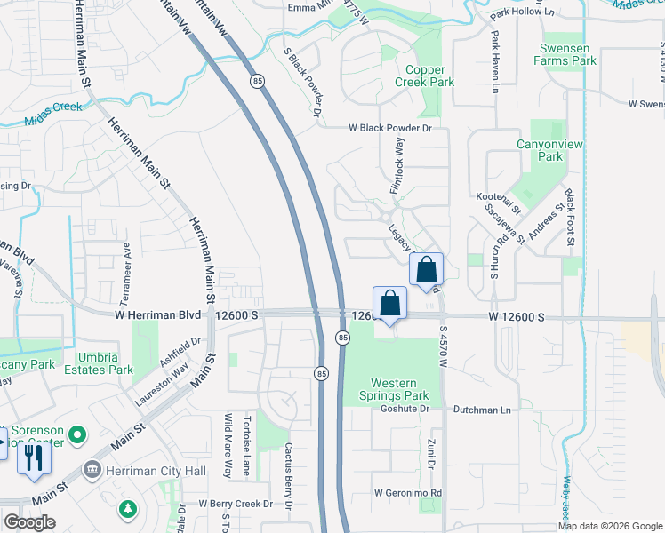 map of restaurants, bars, coffee shops, grocery stores, and more near 4754 W 12600 S in Herriman