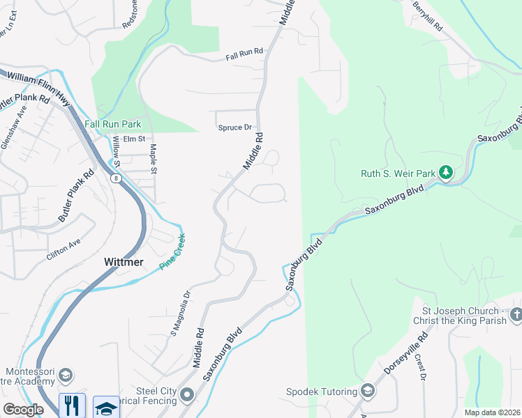 map of restaurants, bars, coffee shops, grocery stores, and more near 116 Ridgeview Circle in Glenshaw